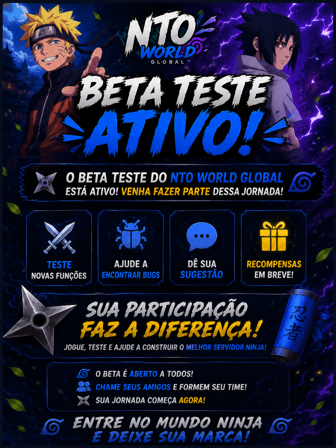 Beta teste ativo no NTO World Global